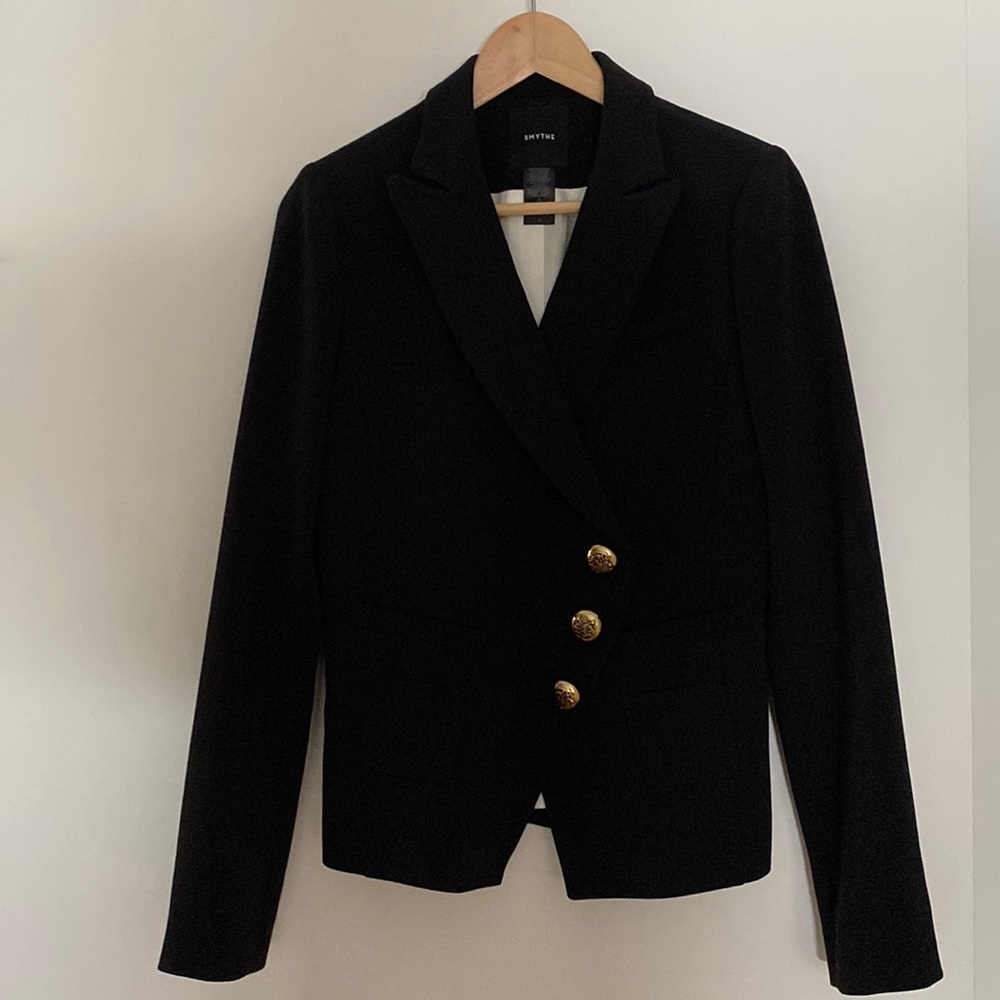 Smythe Asymmetric Wrap Blazer - Black - Size 6